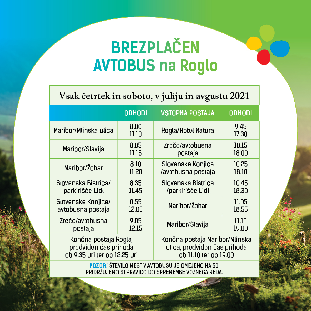 Brezplačen turistični avtobus na Roglo
