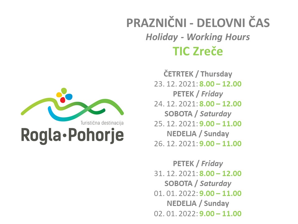 PRAZNIČNI DELOVNI ČAS  – TIC ZREČE